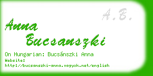 anna bucsanszki business card