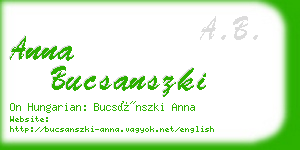 anna bucsanszki business card